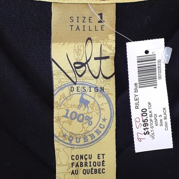 NWT - VOLT DESIGN Black V-Neck Sweater Top w Faux Leather Contrast; Size Small - Picture 5 of 7